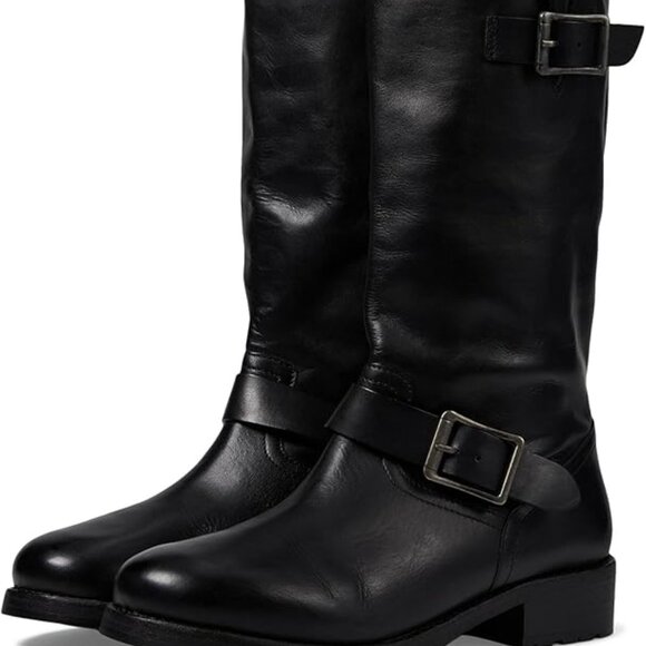 Free People Ride Or Die Leather Engineer Boots in Black - Picture 5 of 8